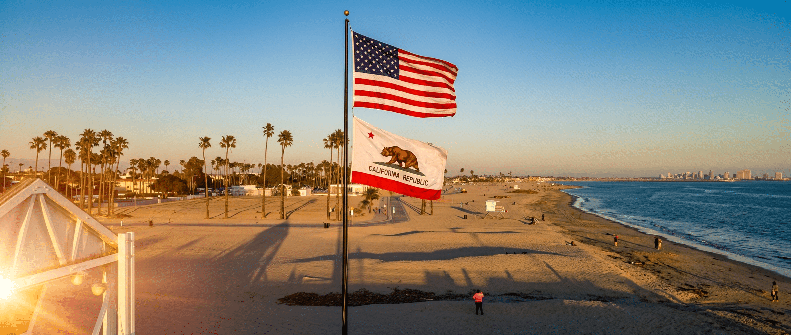 USA and California Beach